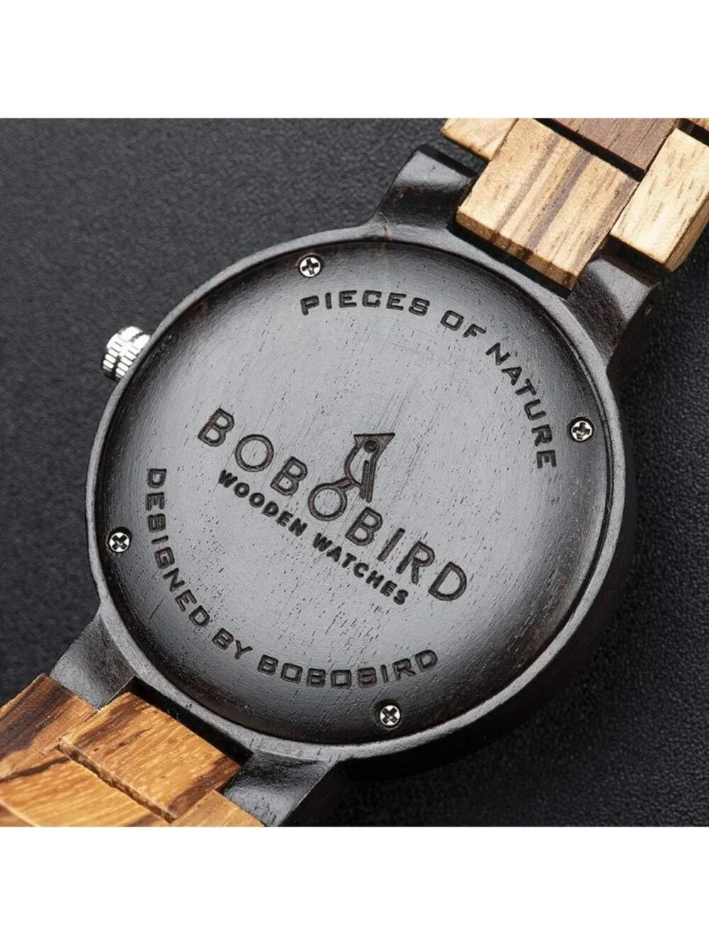 Men's Brown Blue Multi-Functional Quartz Lightweight Handmade Wrist Wooden Watch